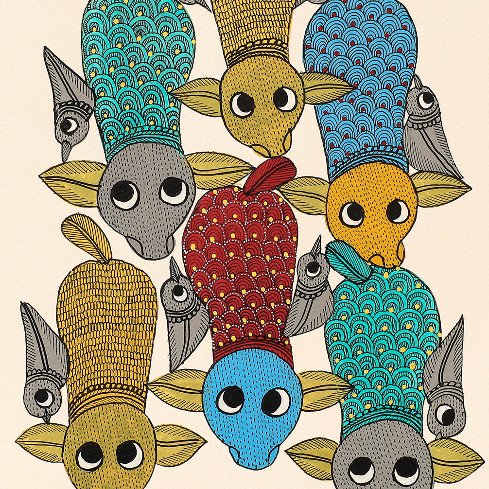 Buy Original Gond Folk Art Painting by Godi Chitrakar Online at iTokri.com