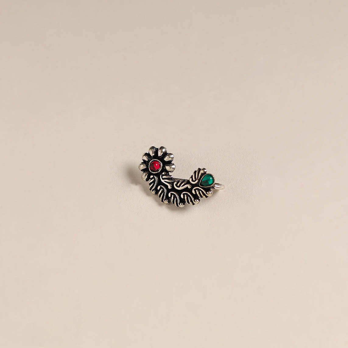 Multicolor - oxidised german silver stone work nosepin 05