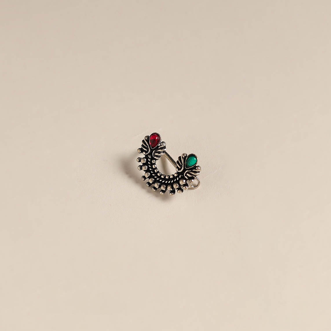 Multicolor - oxidised german silver stone work nosepin 06