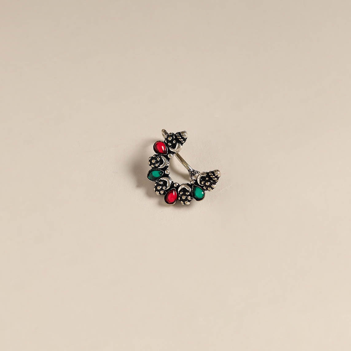 Multicolor - oxidised german silver stone work nosepin 14