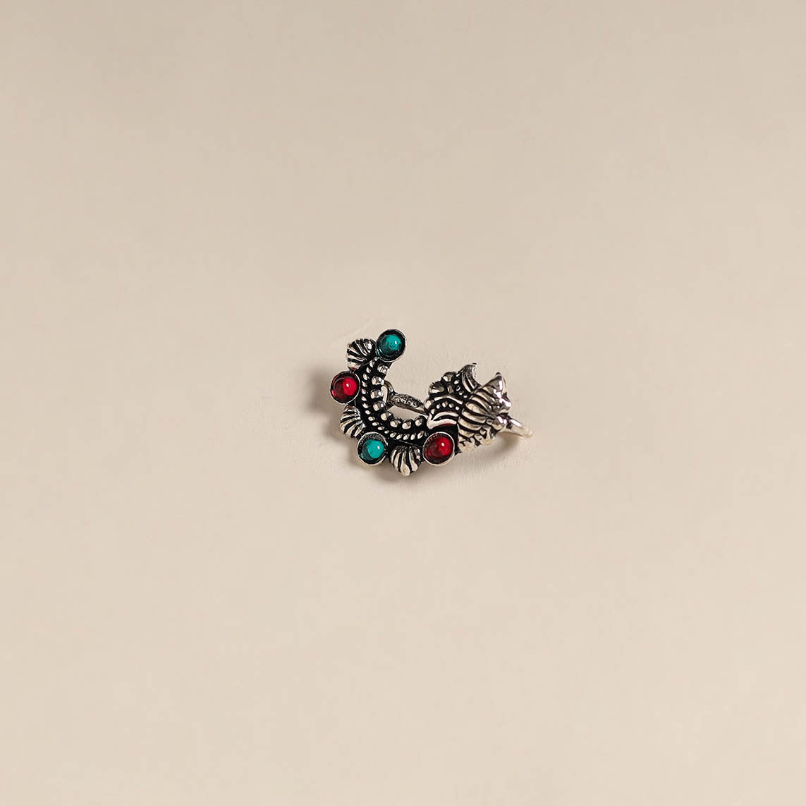 Multicolor - oxidised german silver stone work nosepin 15