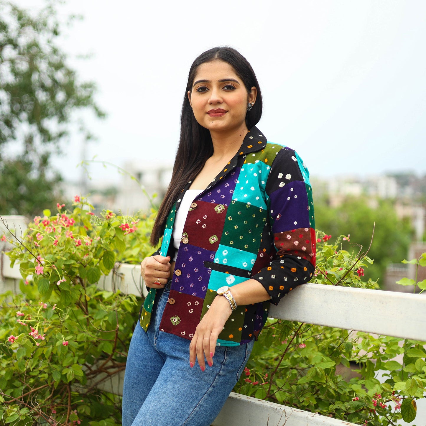 Buy Multicolor Patchwork Bandhani Women's Jacket