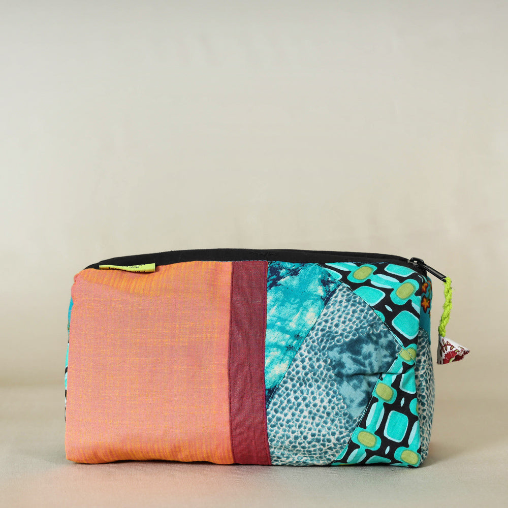 Orange & Blue Patchwork Small Cosmetic/Toilet Pouch