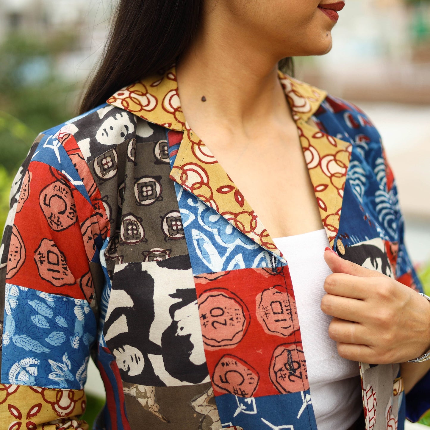 Buy Multicolor Patchwork Bindass Print Women's Jacket