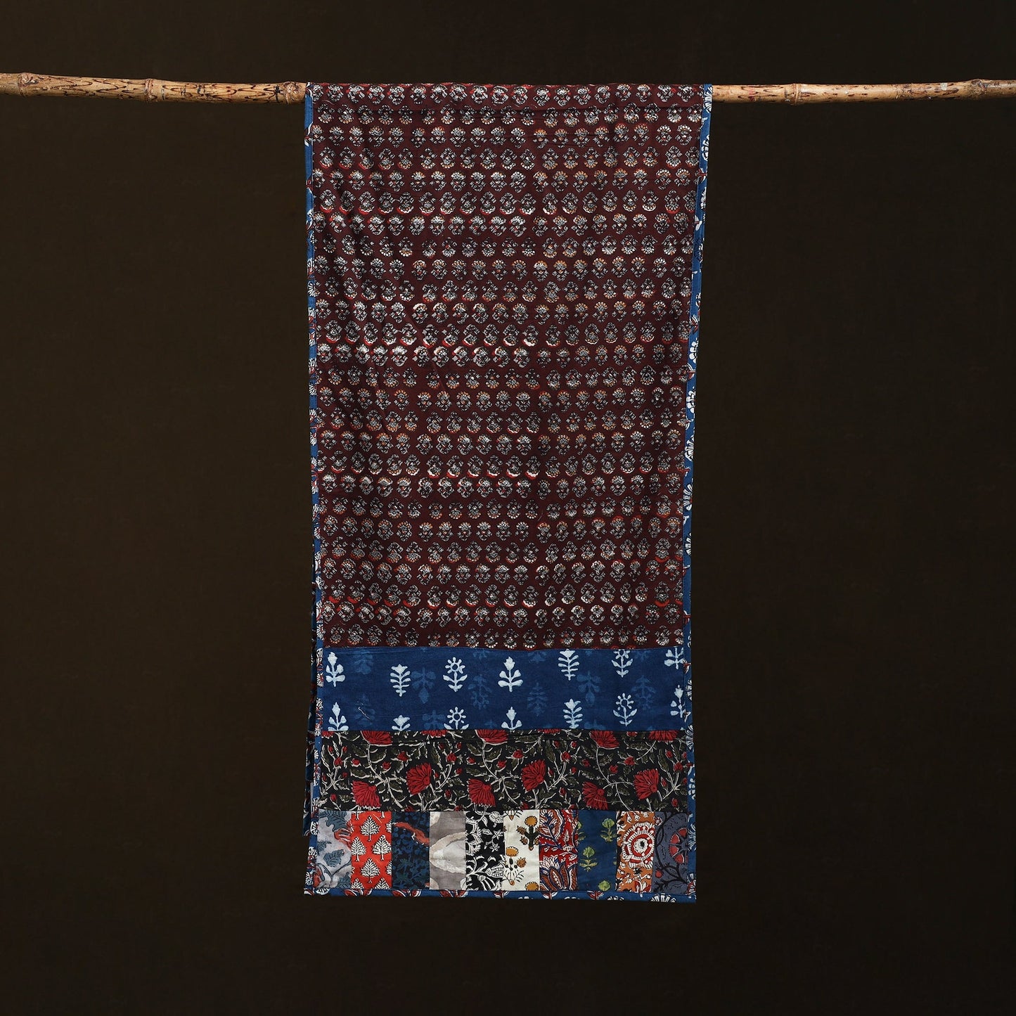 Patchwork cotton hand bagru stole 04 - handcrafted