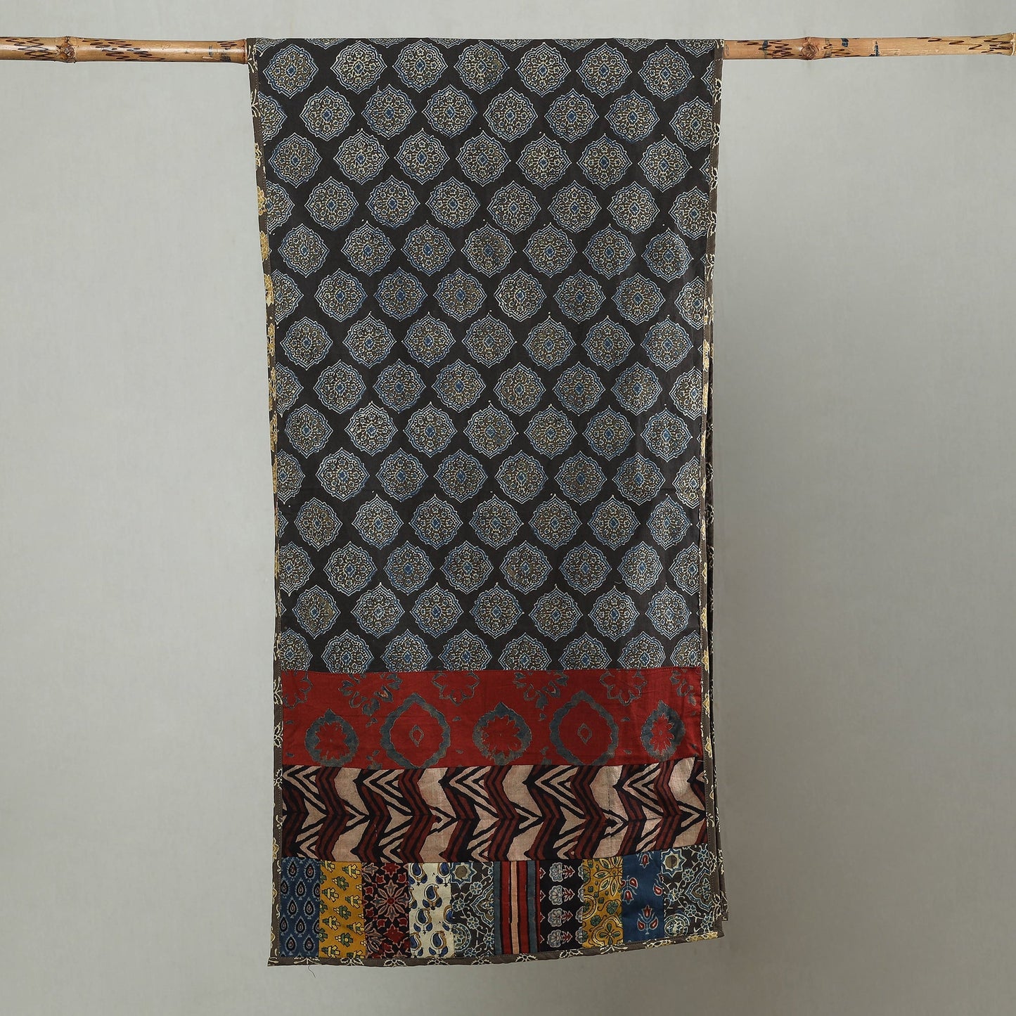 Patchwork Cotton Stole in Ajrakh Block Prints 11 Online at iTokri.com