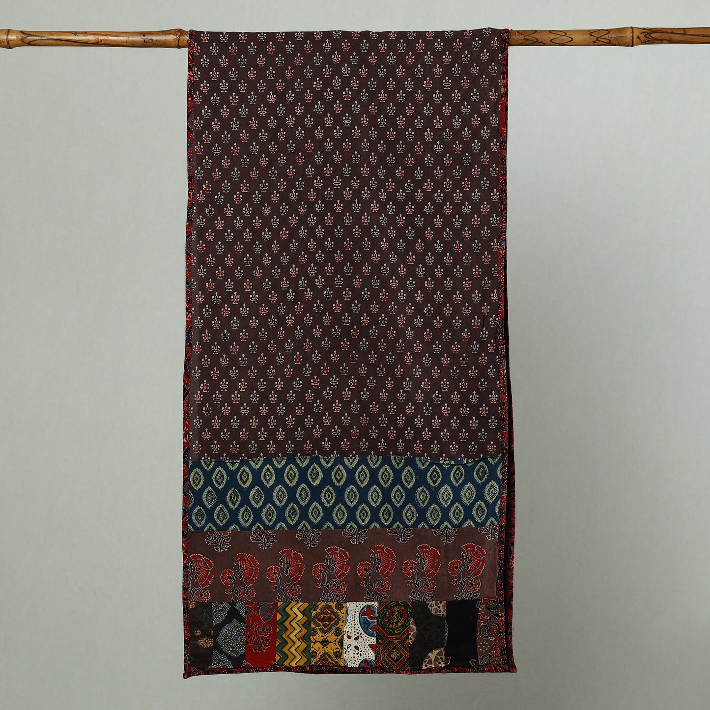Patchwork Cotton Stole in Ajrakh Block Prints 20 Online at iTokri.com