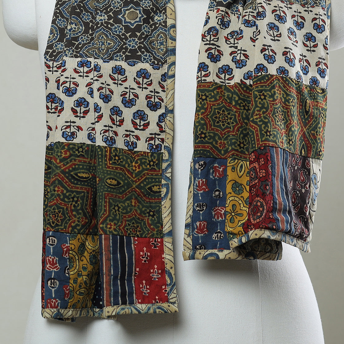 Buy Patchwork Cotton Stole in Ajrakh Block Prints 21 Online at iTokri.com