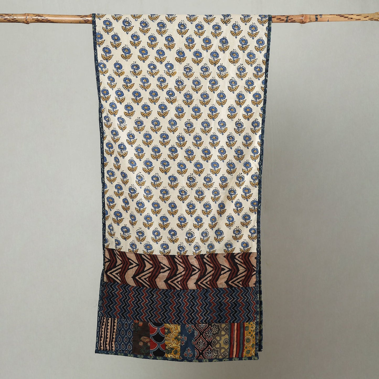 Patchwork Cotton Stole in Ajrakh Block Prints 21 Online at iTokri.com