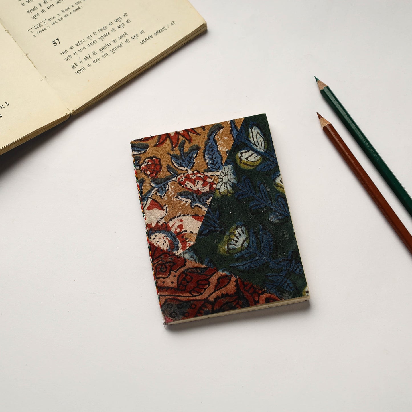 Multicolor - patchwork fabric cover handmade paper notebook