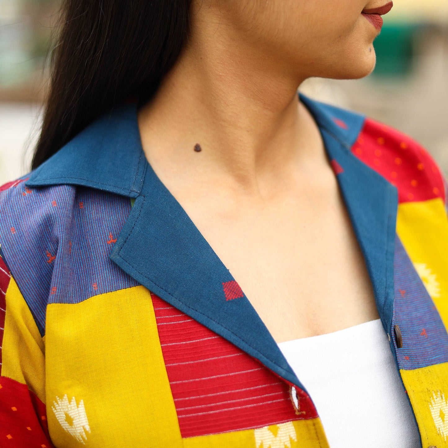 Multicolor Patchwork Jacquard Women's Jacket