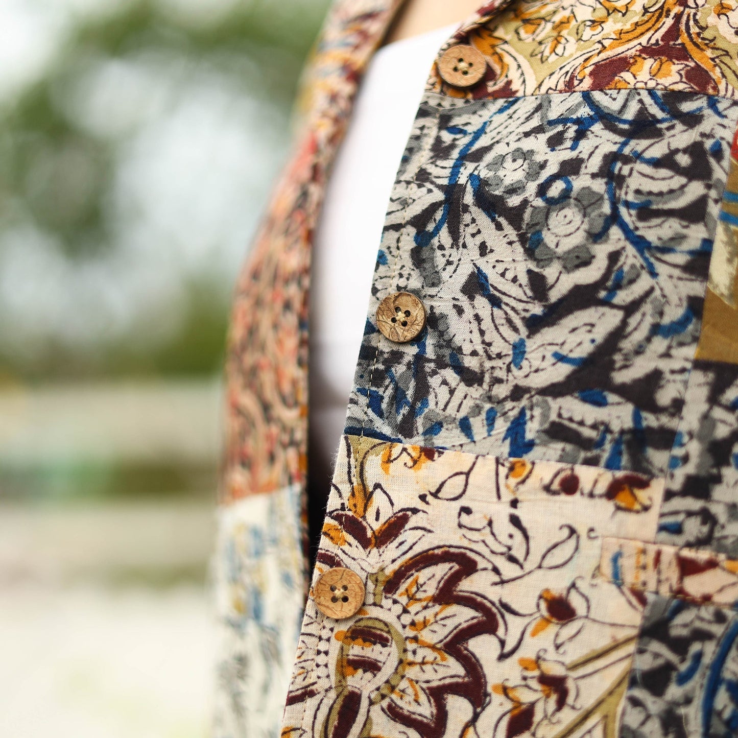 Multicolor Patchwork Kalamkari Print Women's Jacket