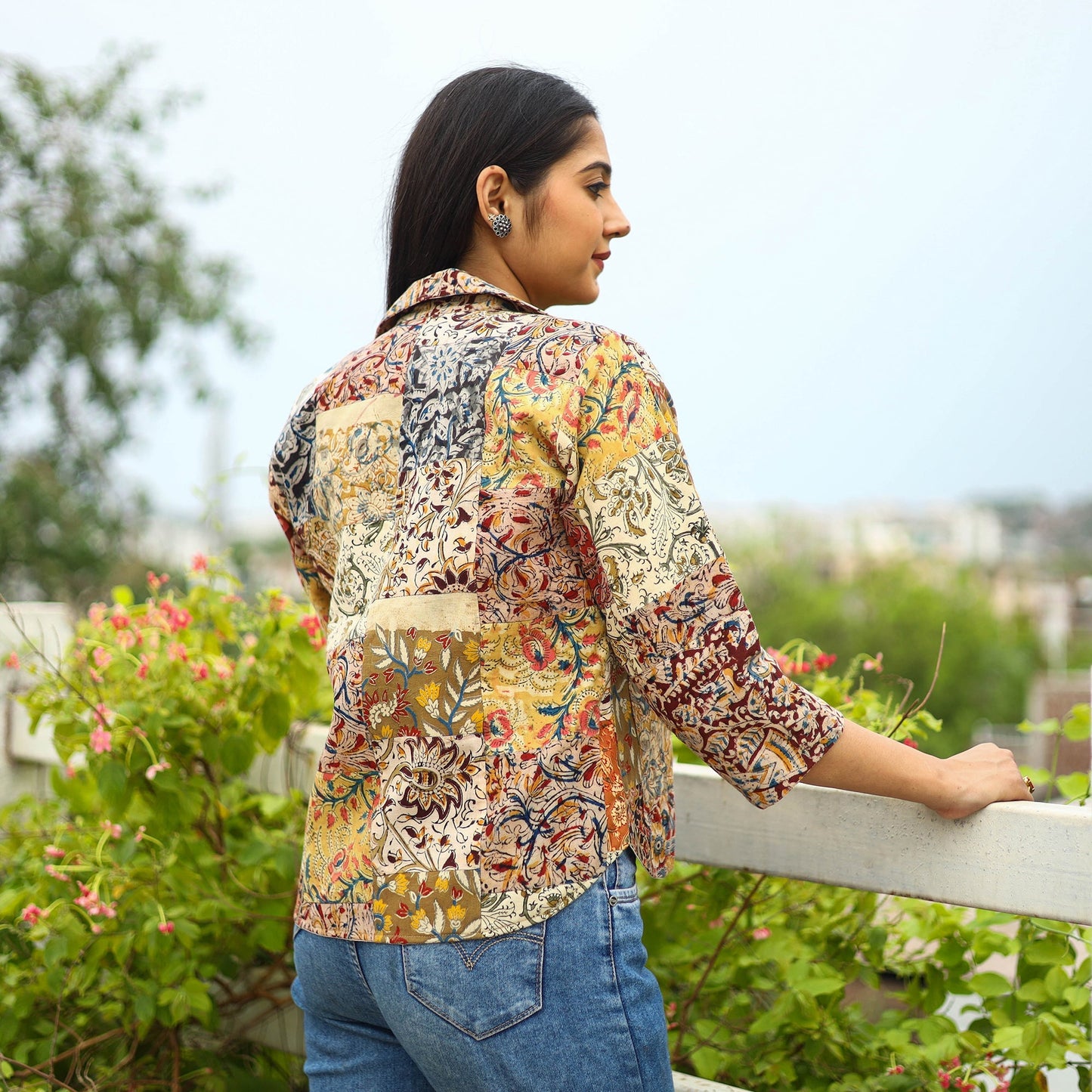 Multicolor Patchwork Kalamkari Print Women's Jacket