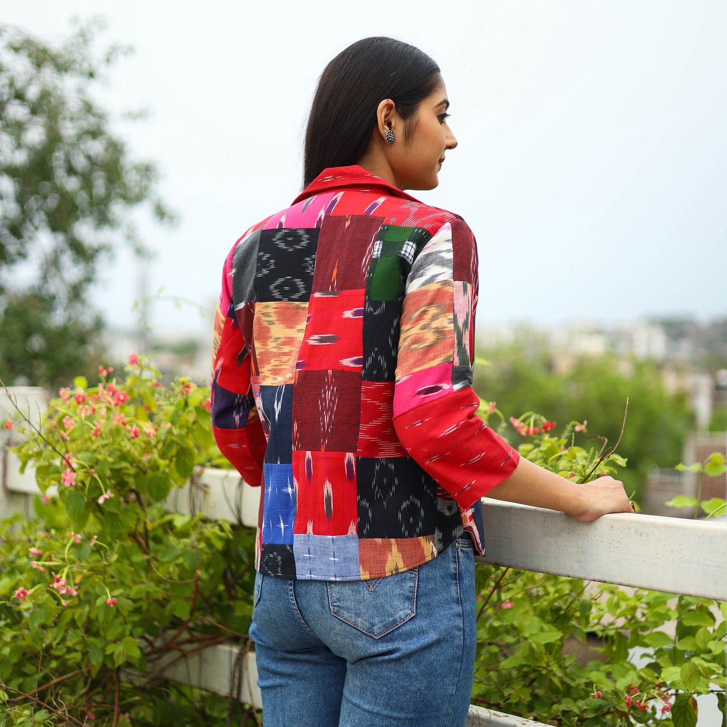 Multicolor Patchwork Pochampally Ikat Women's Jacket