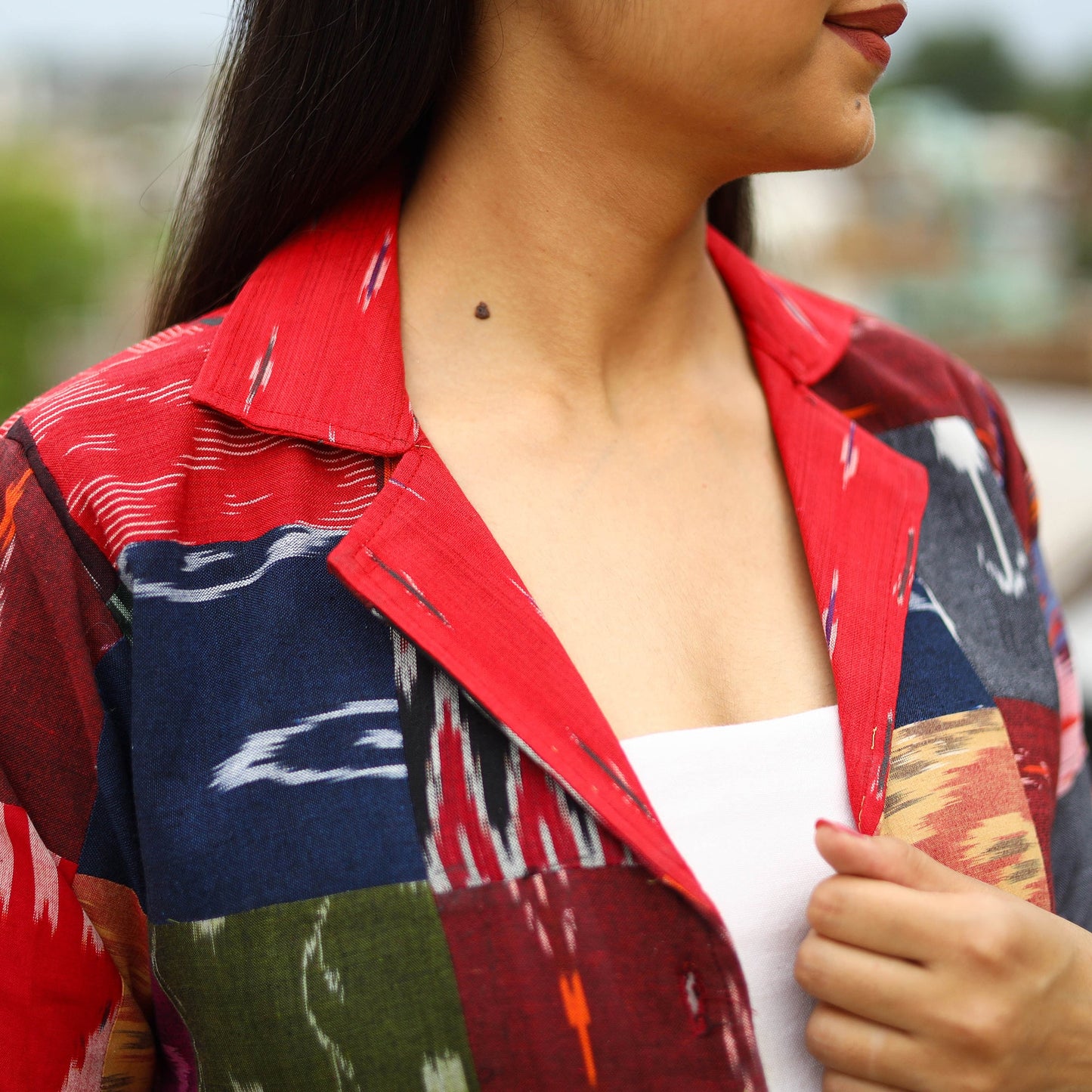 Multicolor Patchwork Pochampally Ikat Women's Jacket