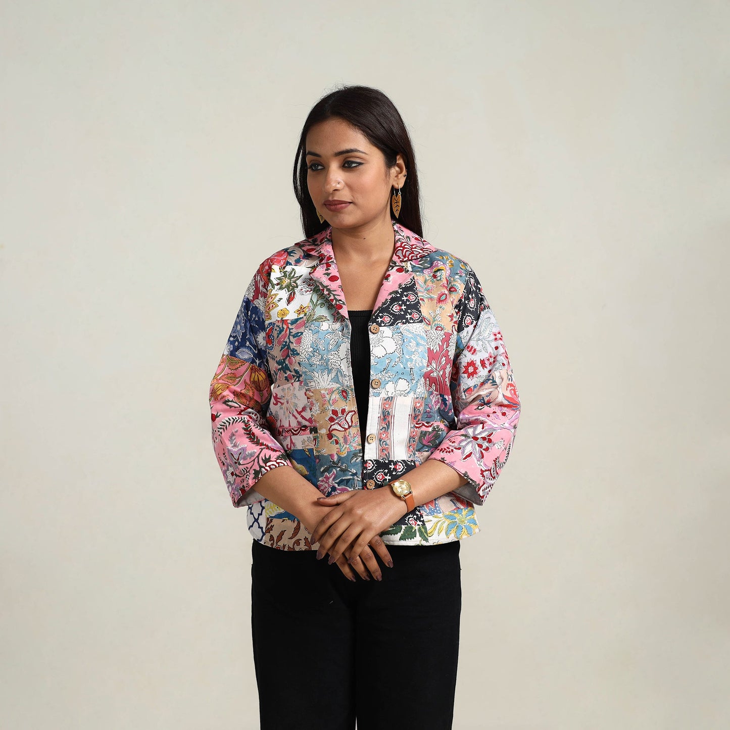 Multicolor - patchwork sanganeri women’s jacket 03