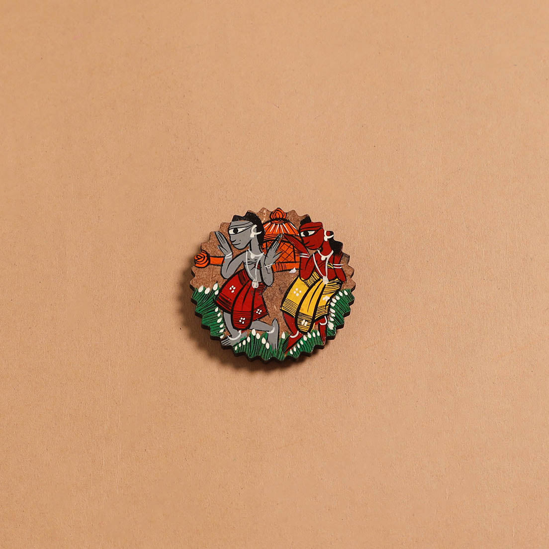 Patua handpainted wooden fridge magnet 104 - handcrafted