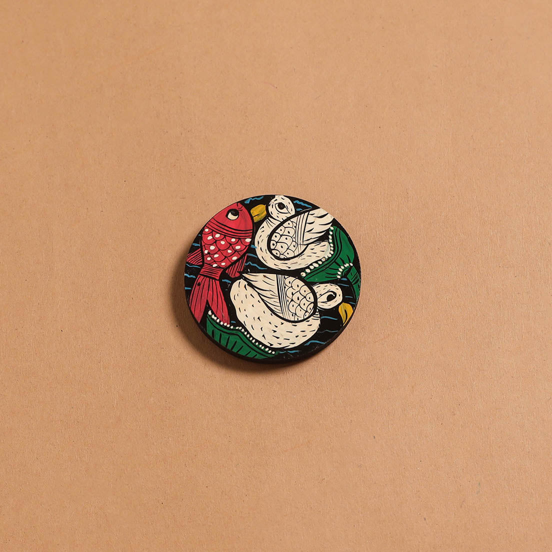 Patua handpainted wooden fridge magnet 125 - handcrafted
