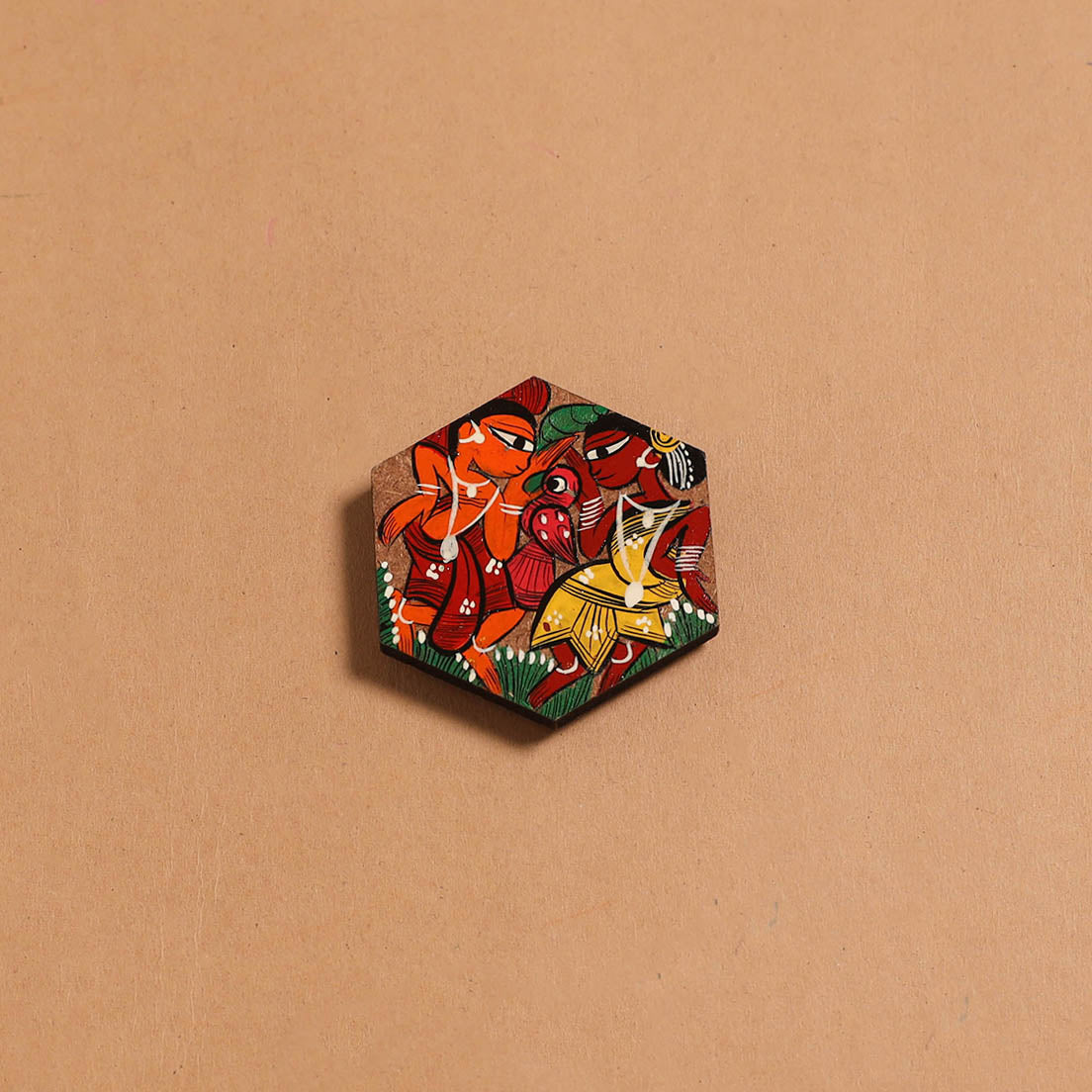 Patua handpainted wooden fridge magnet 143 - handcrafted