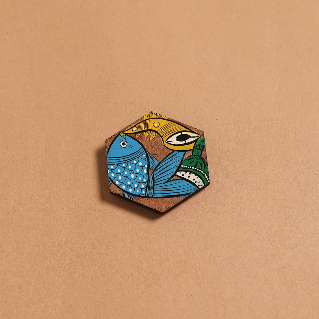 Patua handpainted wooden fridge magnet 147 - handcrafted