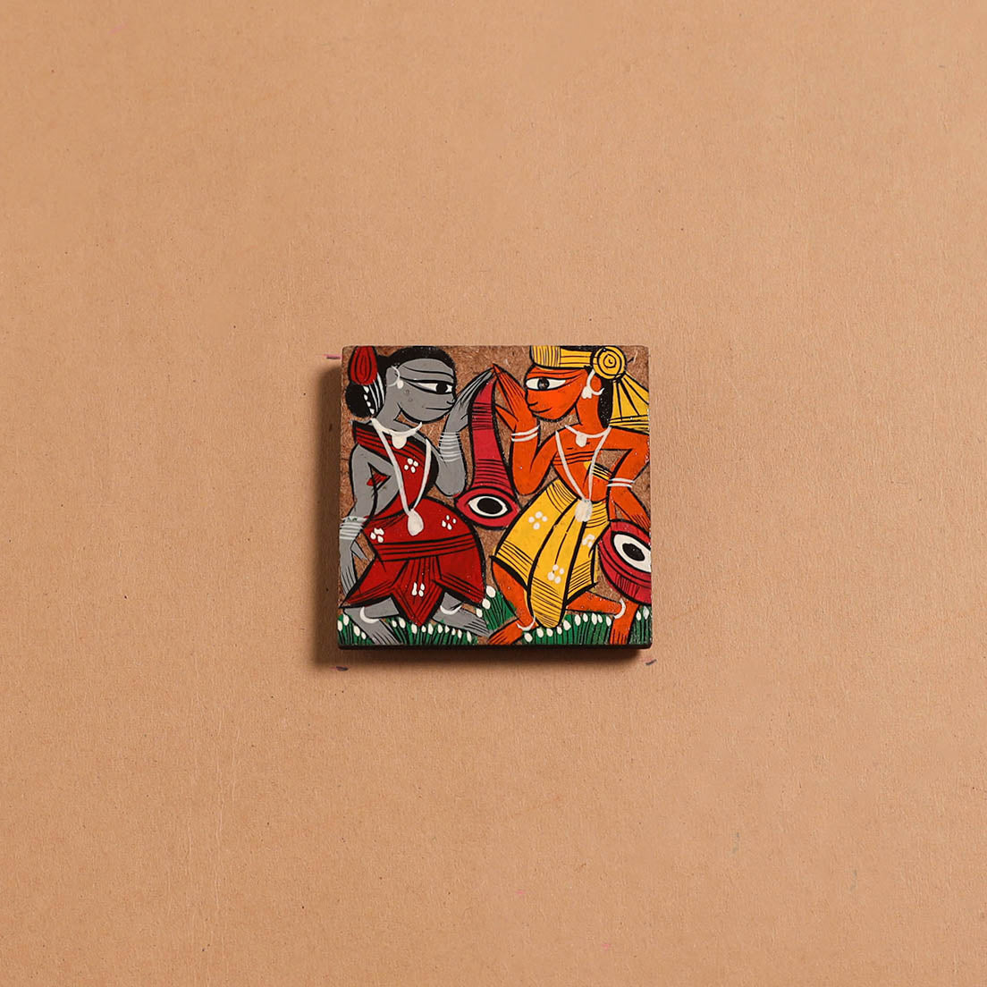 Patua handpainted wooden fridge magnet 88 - handcrafted