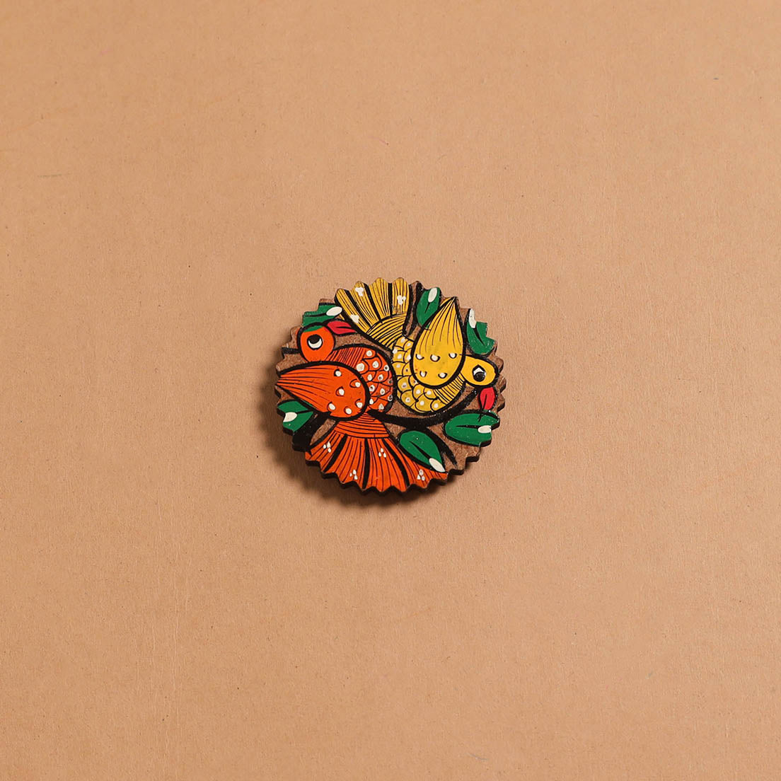 Patua handpainted wooden fridge magnet 97 - handcrafted