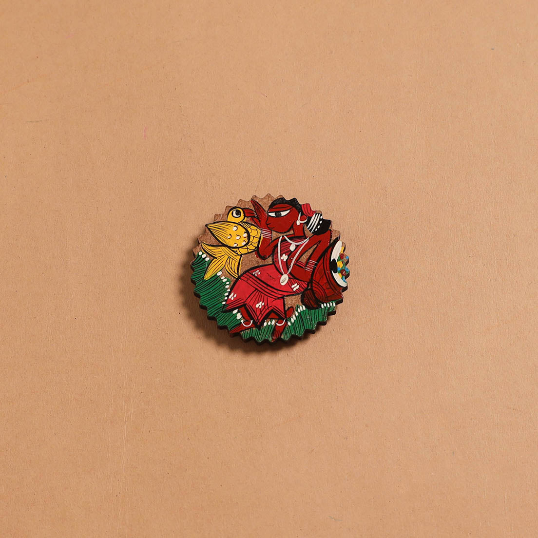 Patua handpainted wooden fridge magnet 98 - handcrafted