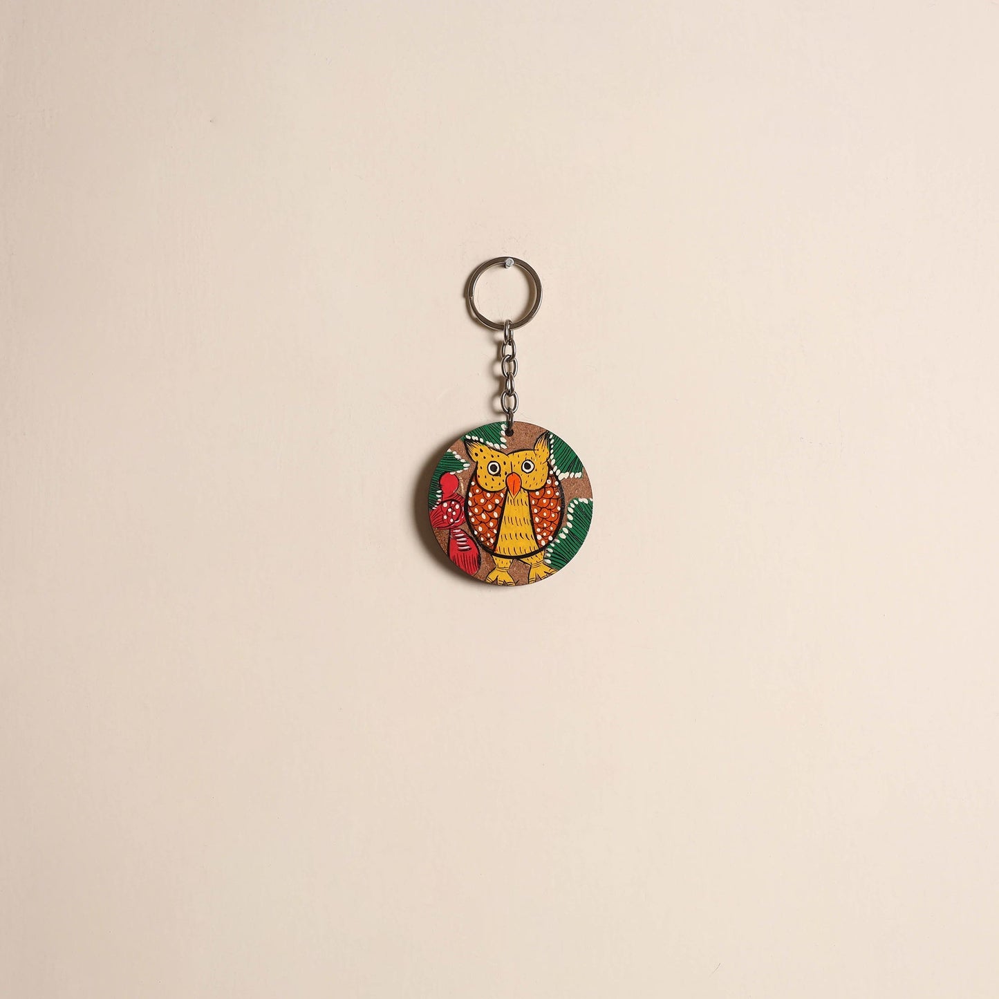 Patua handpainted wooden keychain 52 - handcrafted