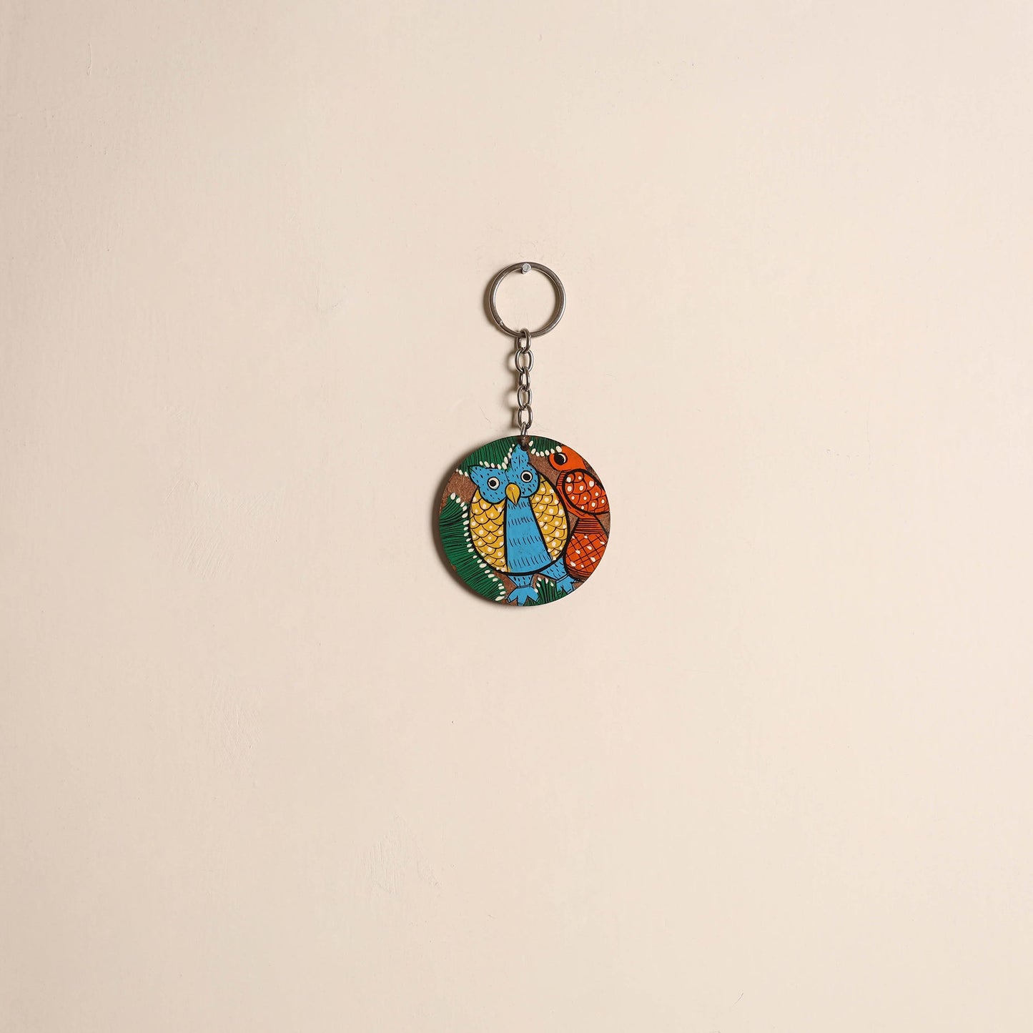 Patua handpainted wooden keychain 67 - handcrafted