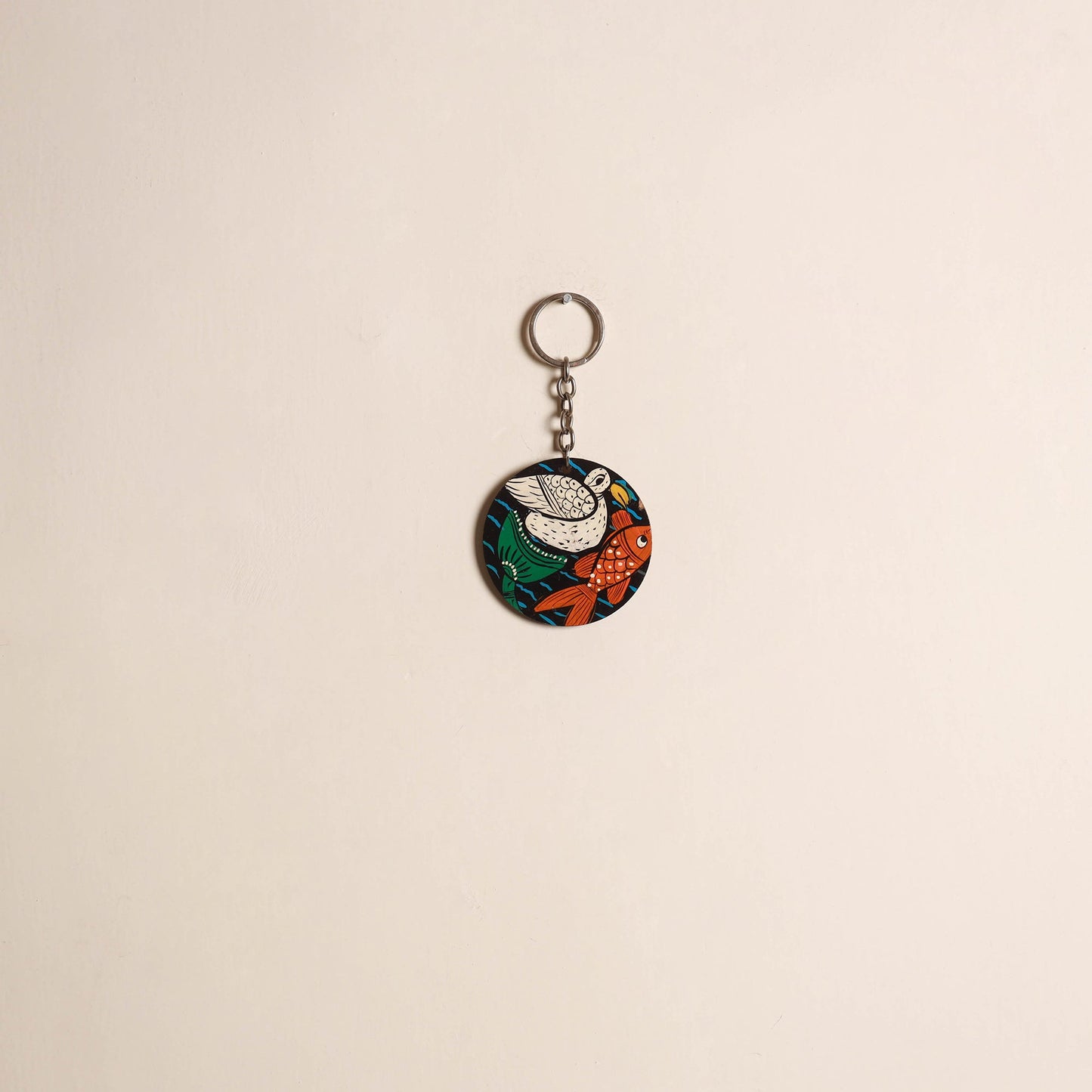 Patua handpainted wooden keychain 75 - handcrafted