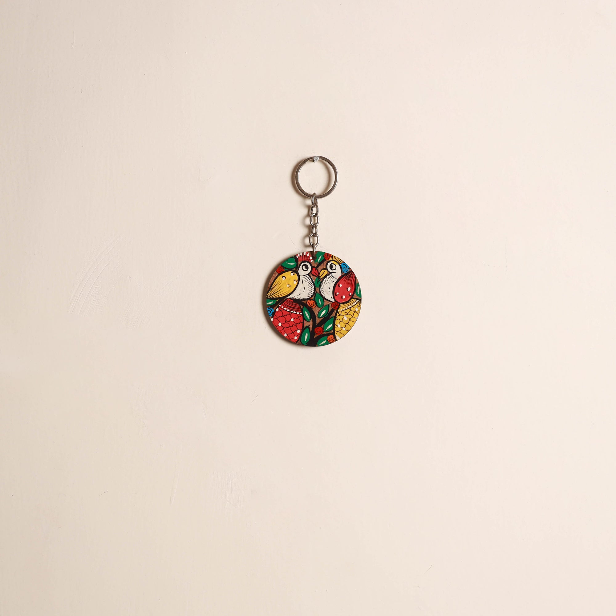 Multicolor - Madhubani Handpainted Wooden Keychain 15