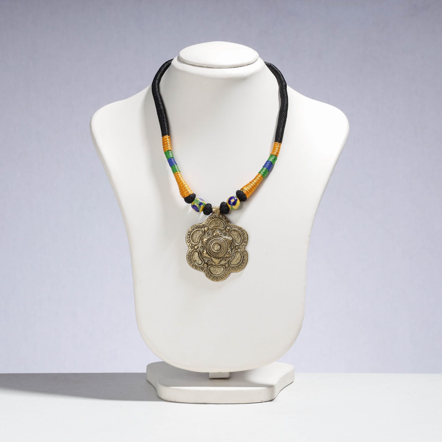 Patwa Thread & Brass Pendant Necklace 07