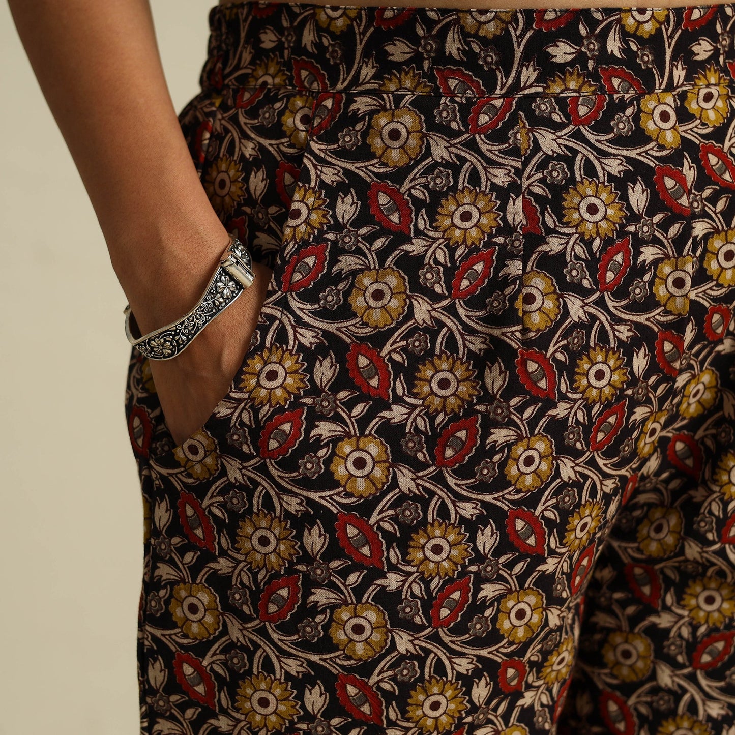 Multicolor Pedana Block Print Cotton Kalamkari Palazzo