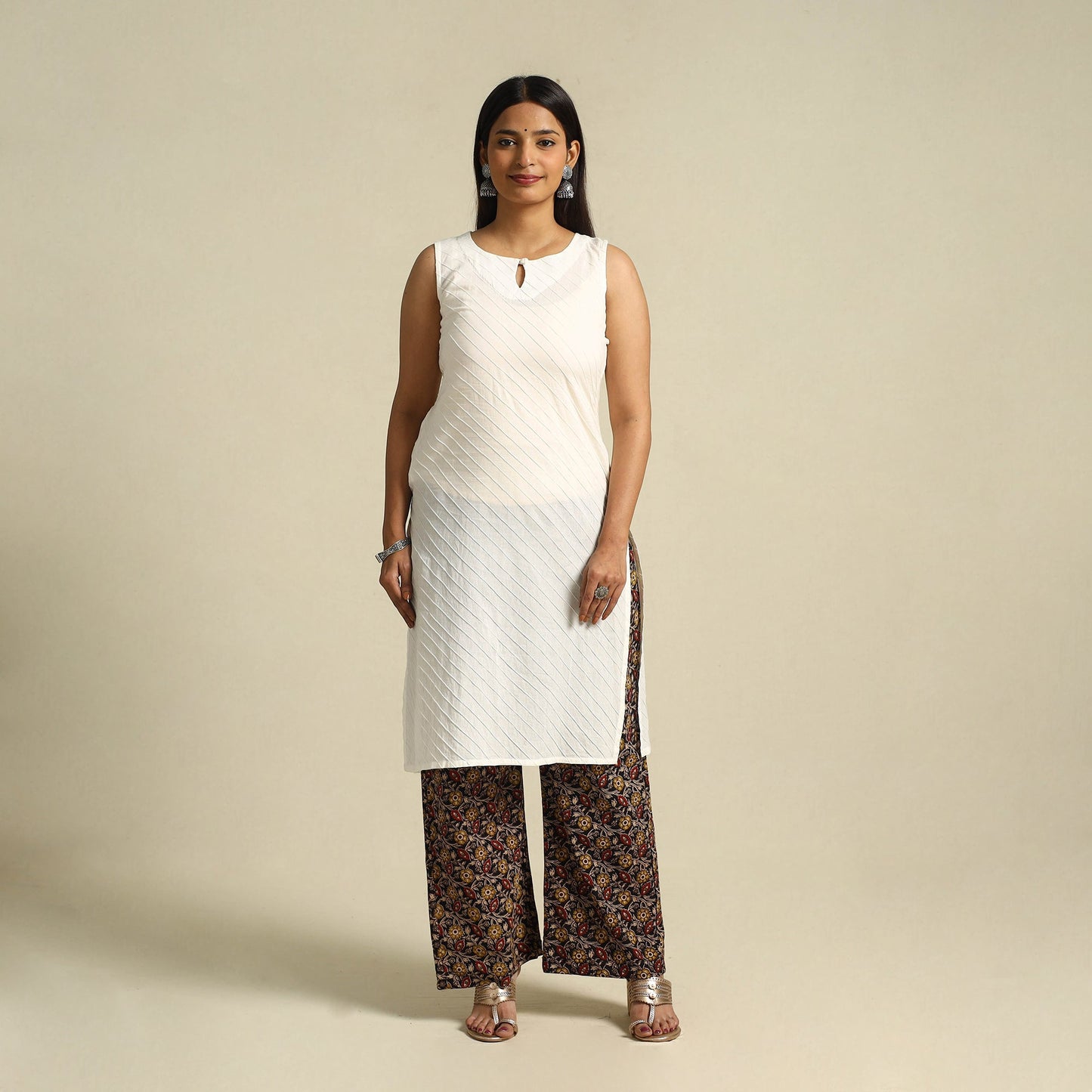 Multicolor Pedana Block Print Cotton Kalamkari Palazzo