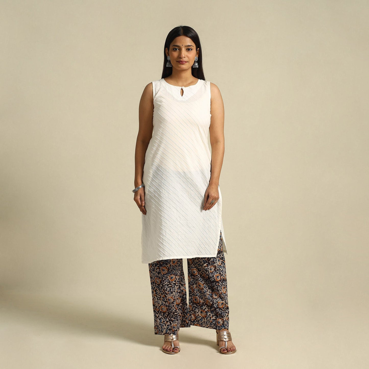 Multicolor Pedana Block Print Cotton Kalamkari Palazzo