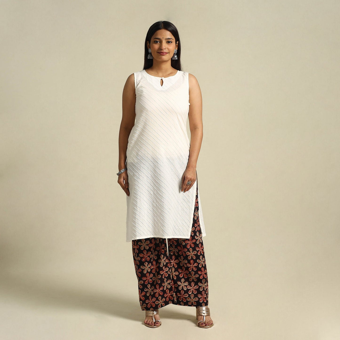Multicolor Pedana Block Print Cotton Kalamkari Palazzo
