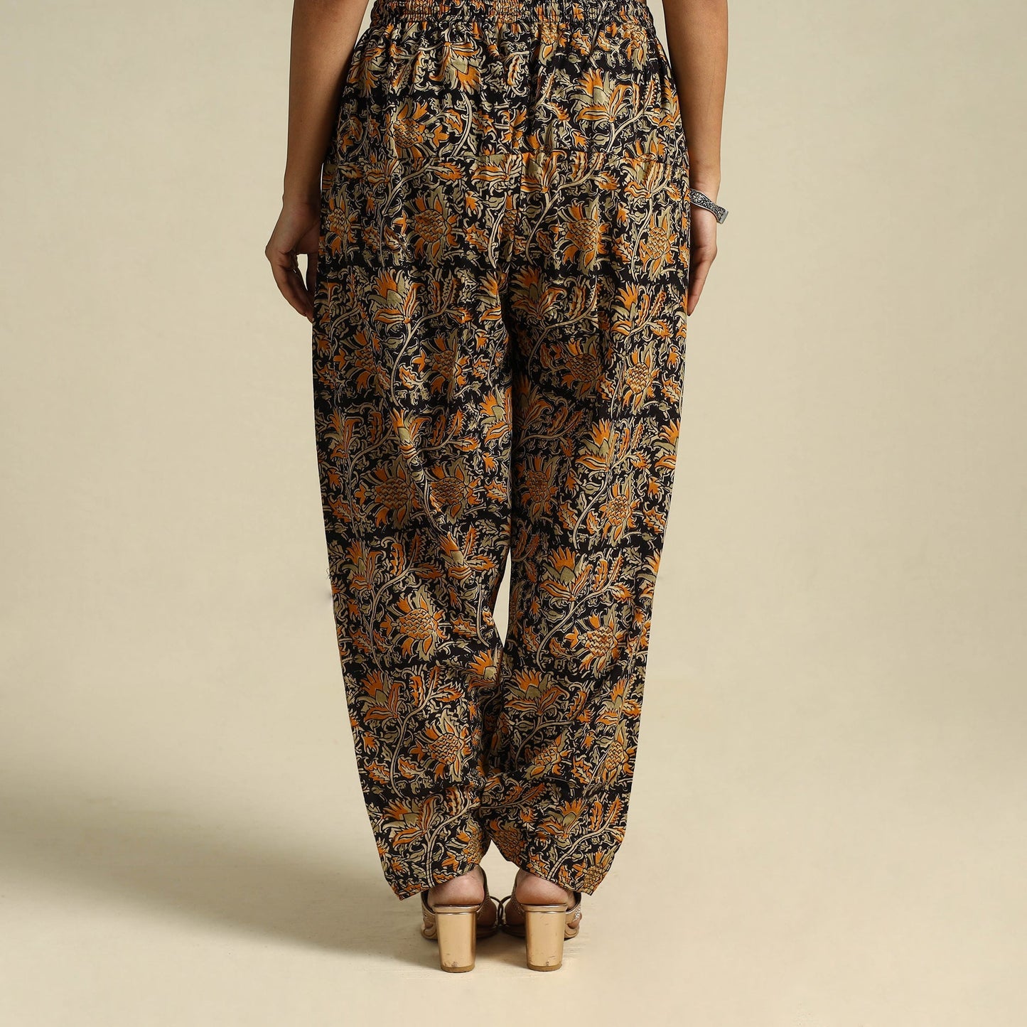 Multicolor Pedana Block Print Cotton Kalamkari Salwar