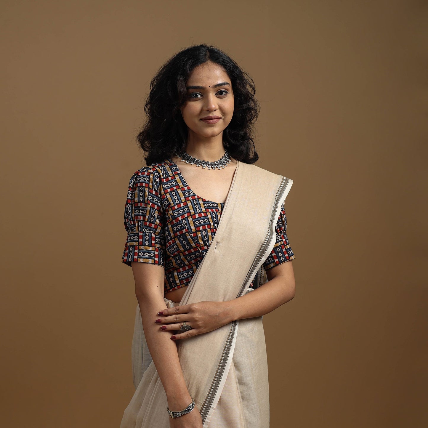 Pedana cotton natural dyed kalamkari readymade blouse 12