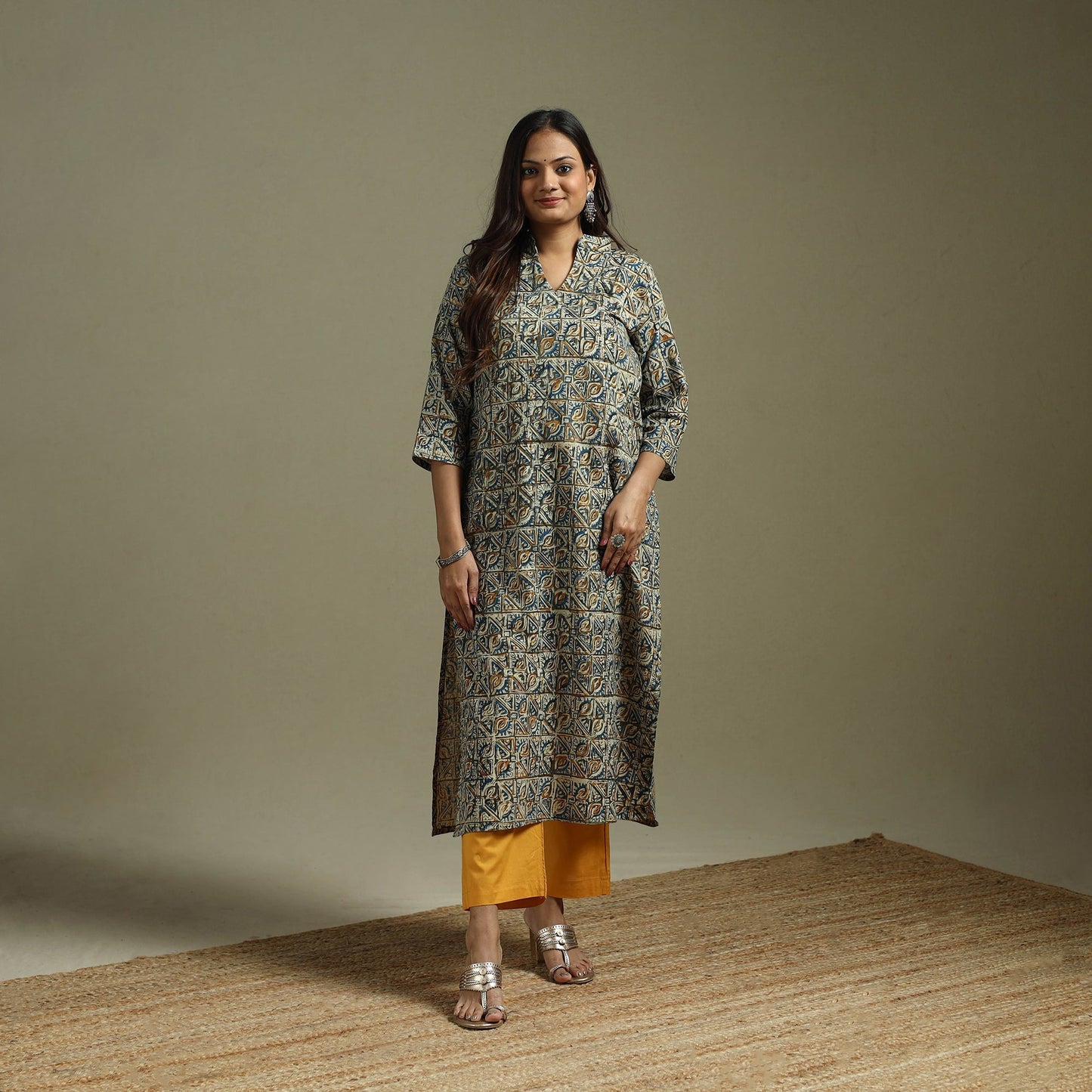 Multicolor - pedana natural dyed cotton straight kalamkari