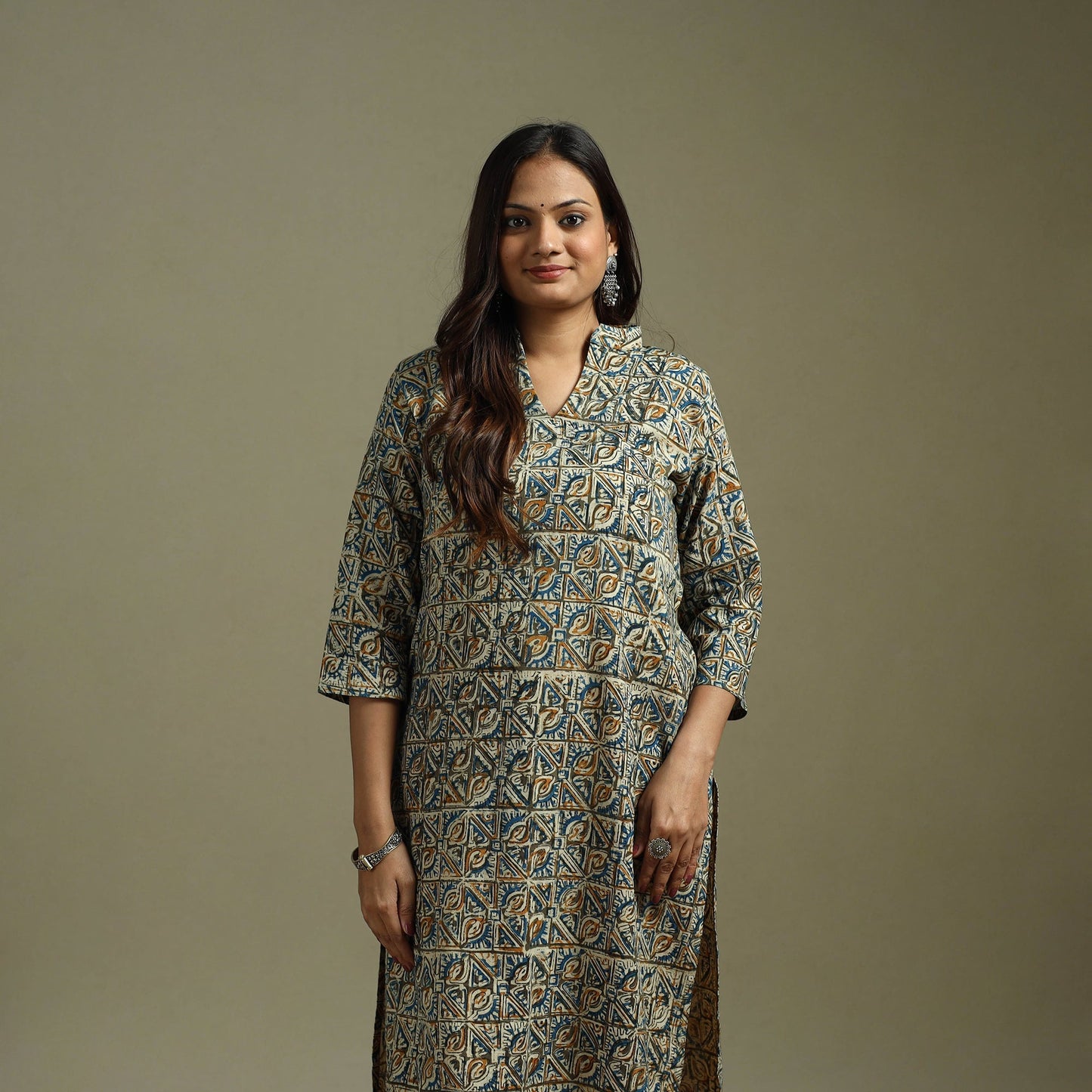 Multicolor - pedana natural dyed cotton straight kalamkari