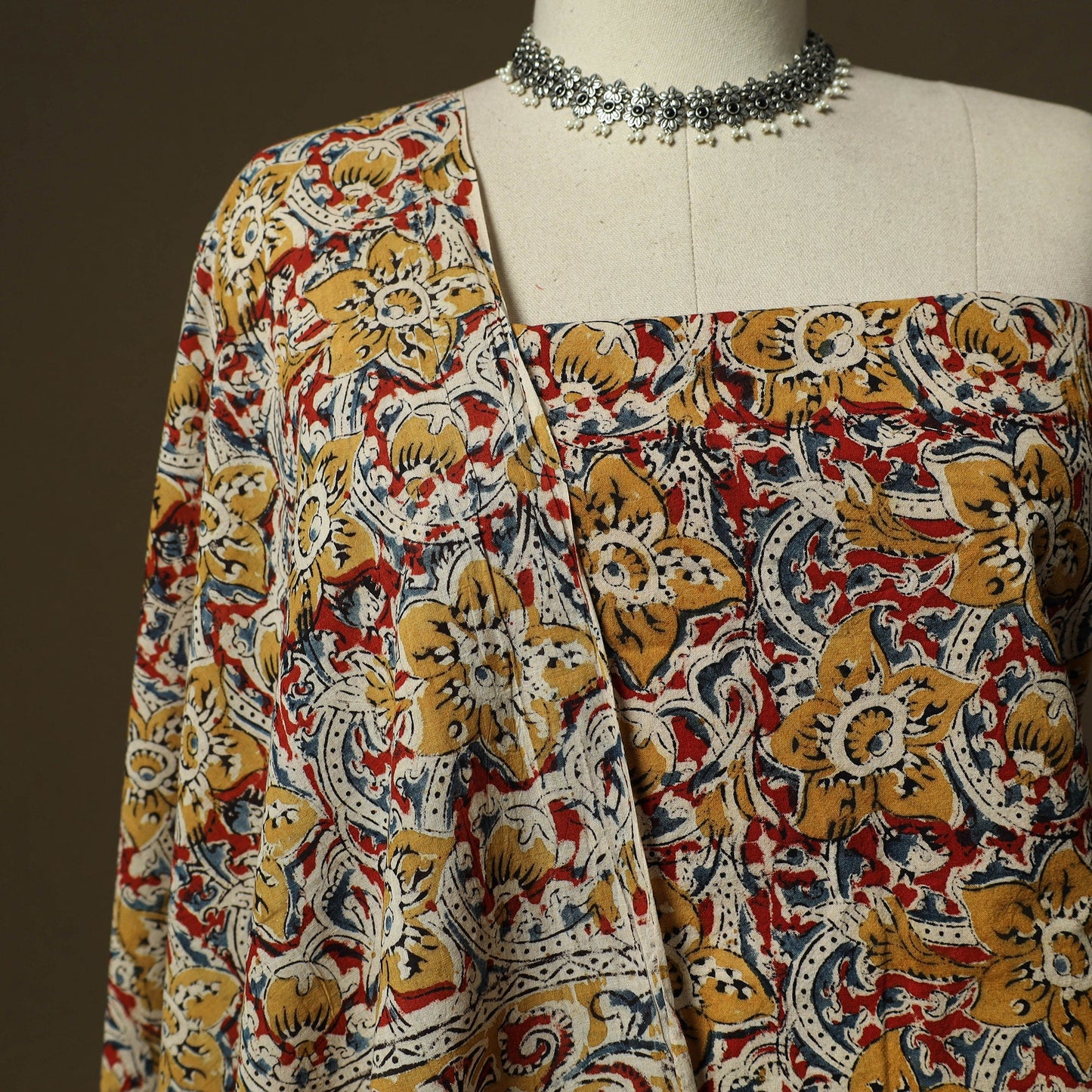 Pedana hand block print natural dyed cotton kalamkari 2pc