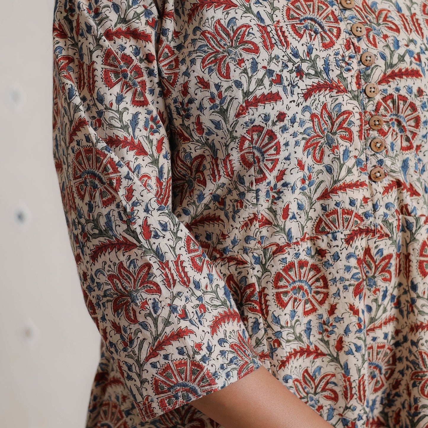 Multicolor - Pedana Kalamkari Block Printed Cotton A-Line Kurta 01