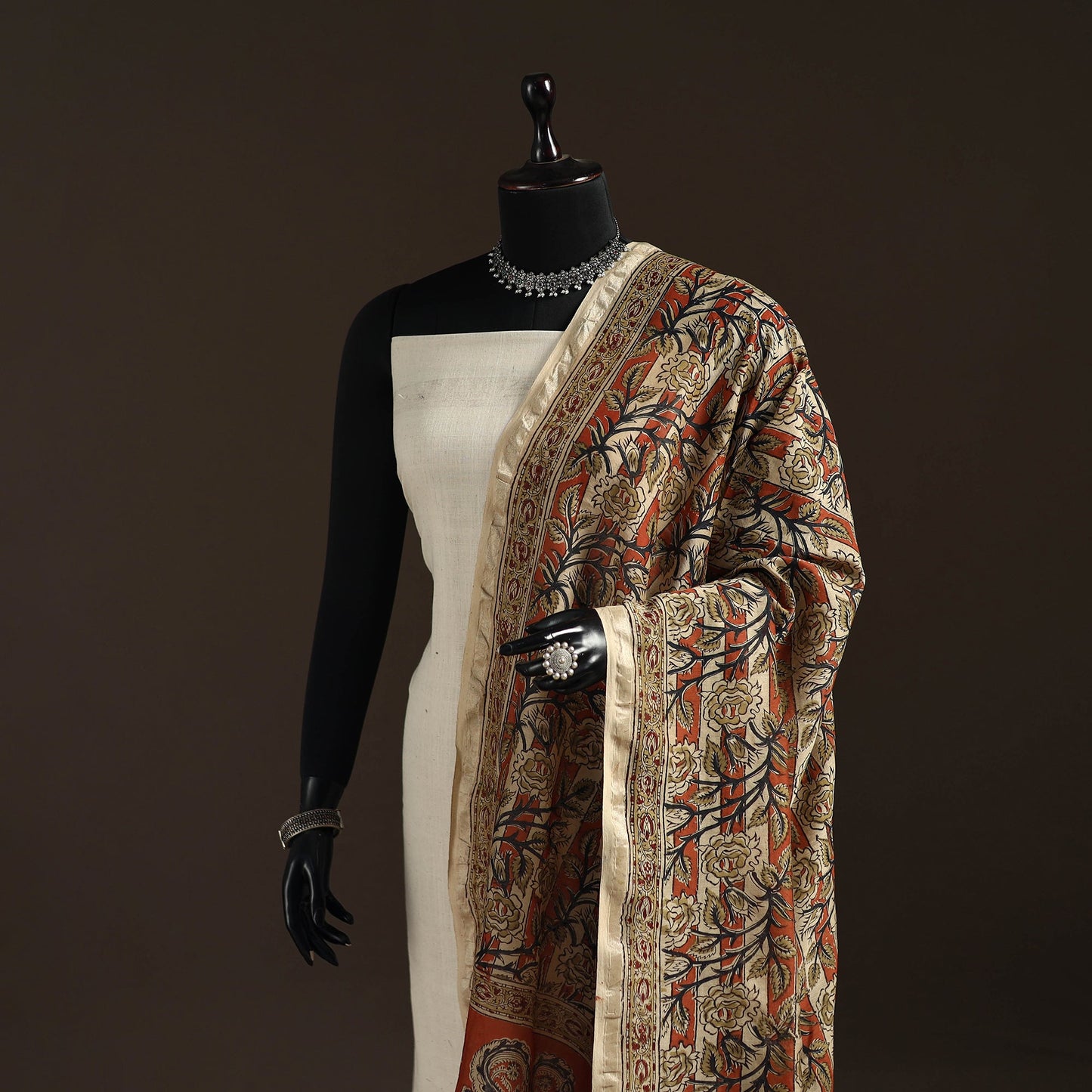 Orange - pedana natural dyed hand kalamkari dupatta