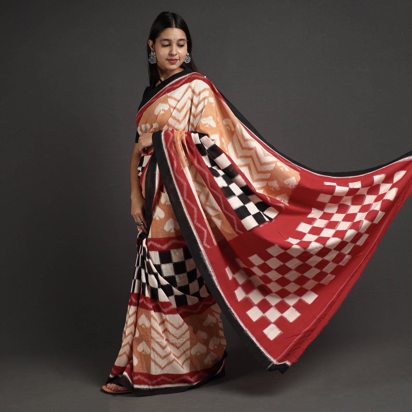 Multicolor Pochampally Double Ikat Weave Cotton Saree