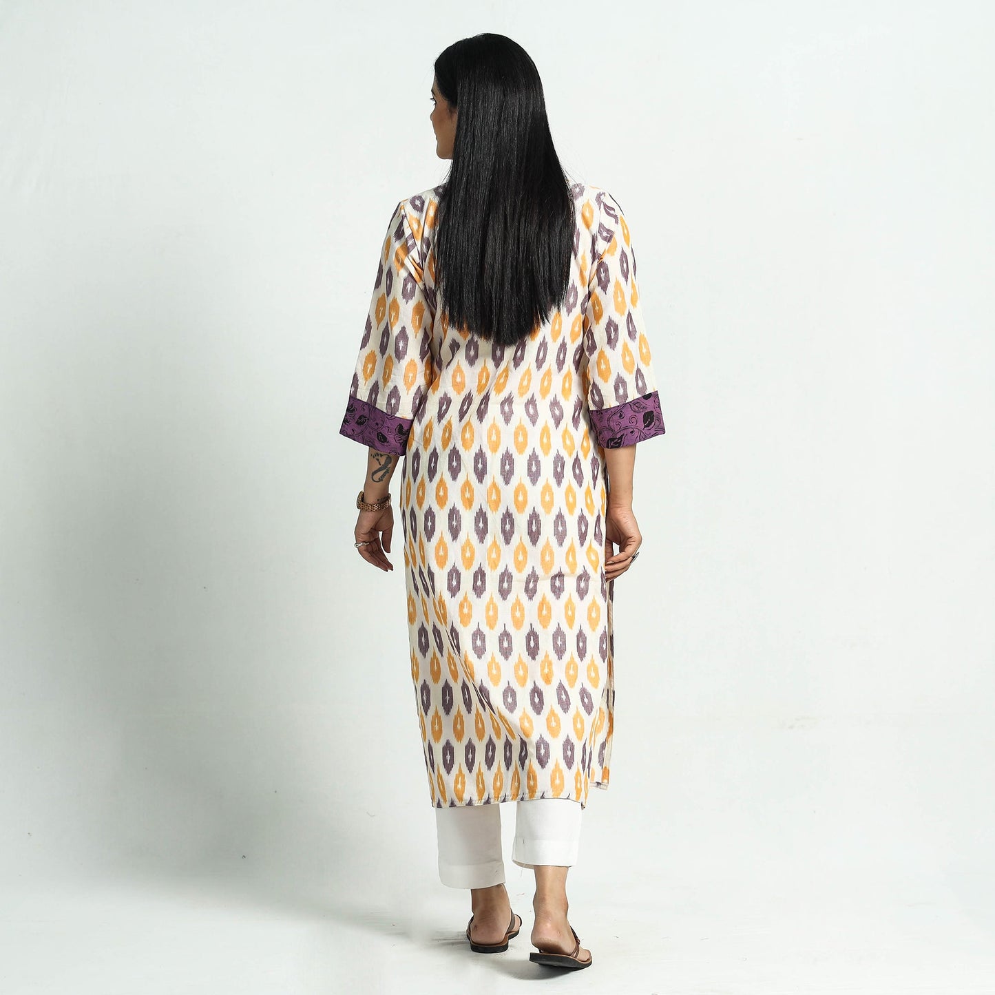 Multicolor Pochampally Ikat Cotton Straight Kurta