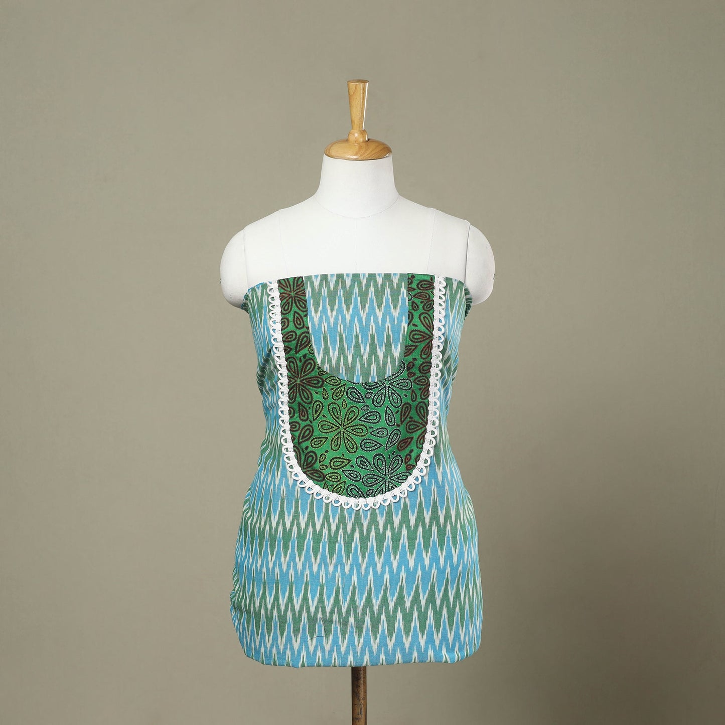Multicolor Pochampally Ikat Patchwork Cotton Kurta Material