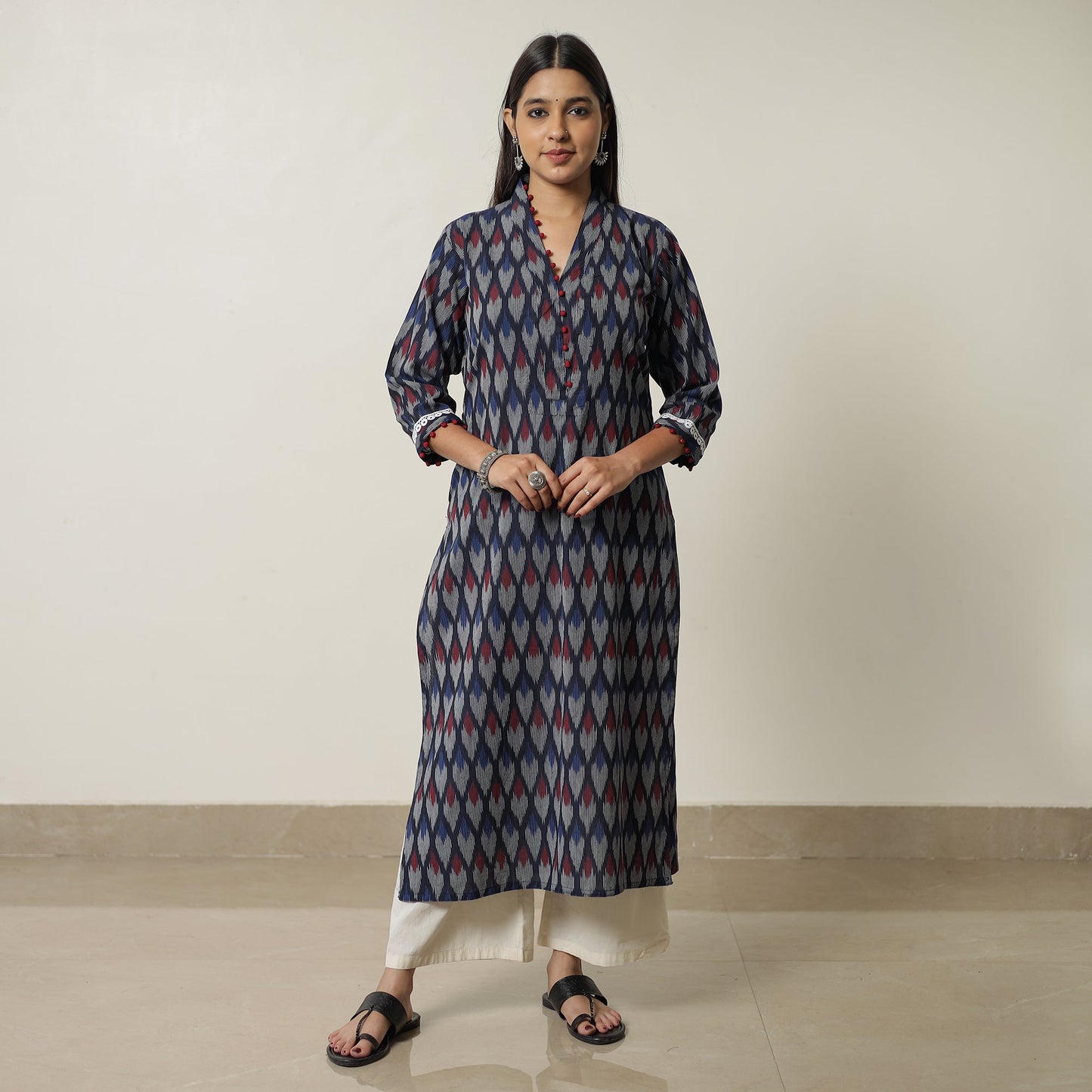 Pochampally Ikat Weave Cotton Straight Kurta 12