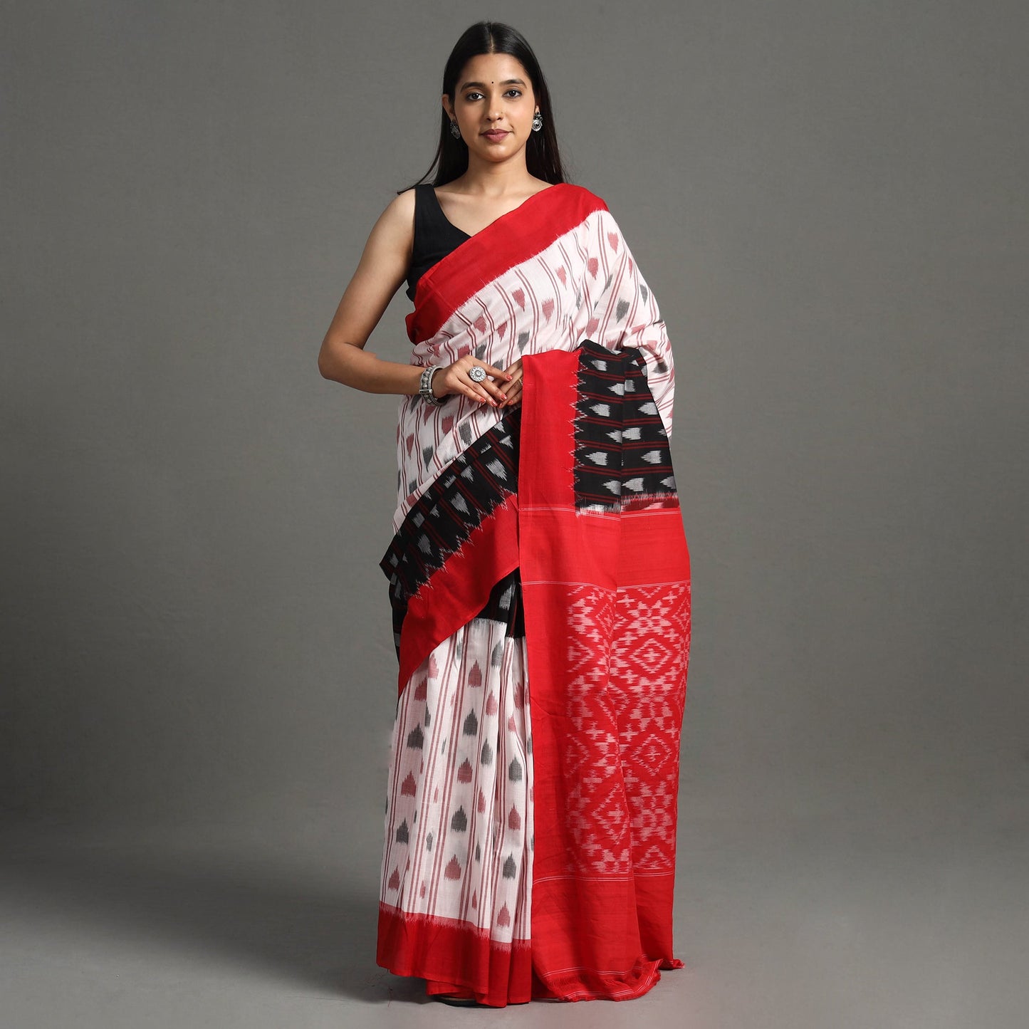 Multicolor Pochampally Ikat Weave Handloom Cotton Saree