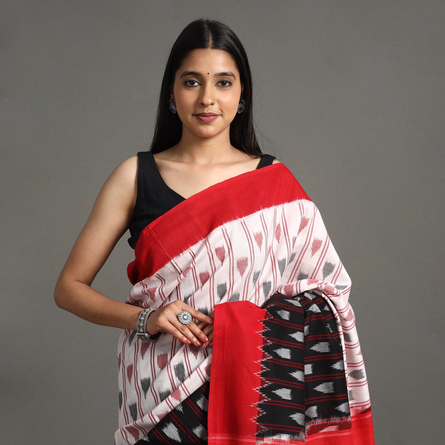 Multicolor Pochampally Ikat Weave Handloom Cotton Saree