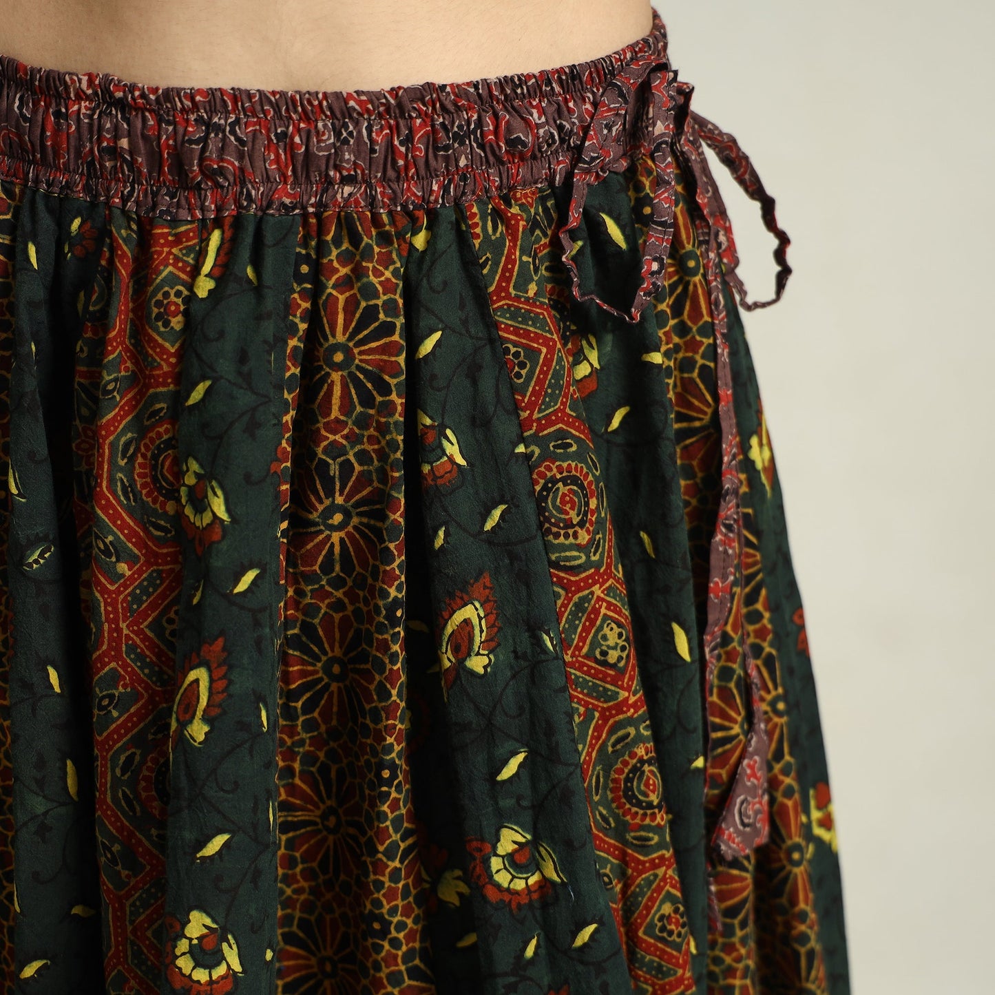 Multicolor - printed 24 kali patchwork cotton long skirt 35